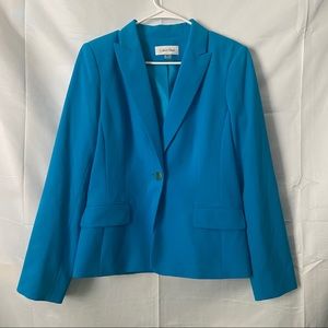 NWOT calvin klein size 10 blue / teal women's blazer jacket